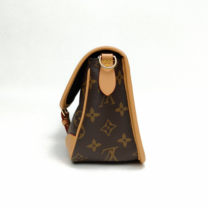 LOUIS VUITTON Diane法棍包黑紫寬肩帶老花PVC晶片肩背包-1