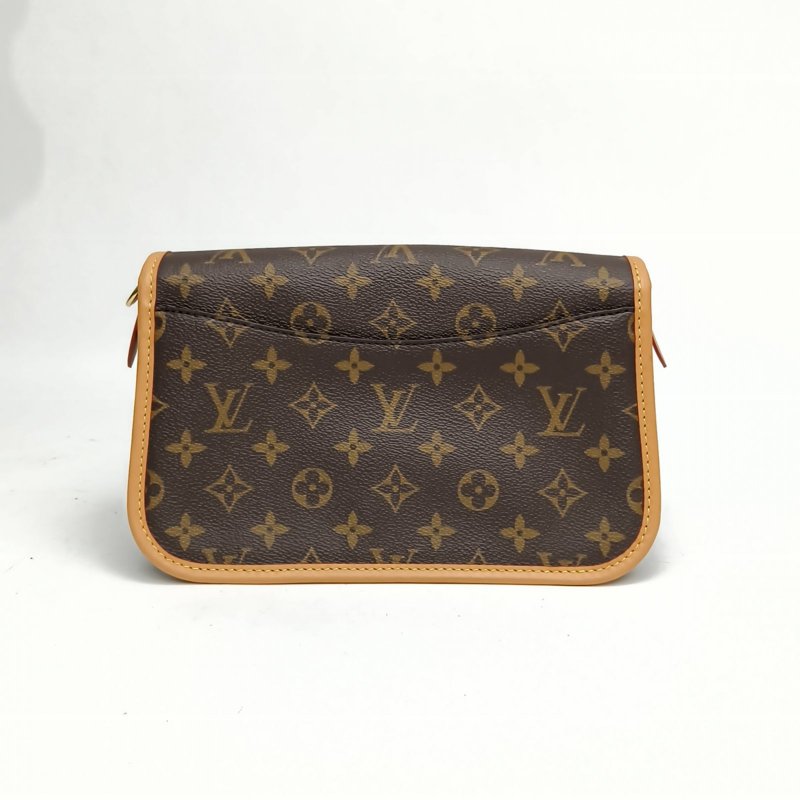 LOUIS VUITTON Diane法棍包黑紫寬肩帶老花PVC晶片肩背包-2