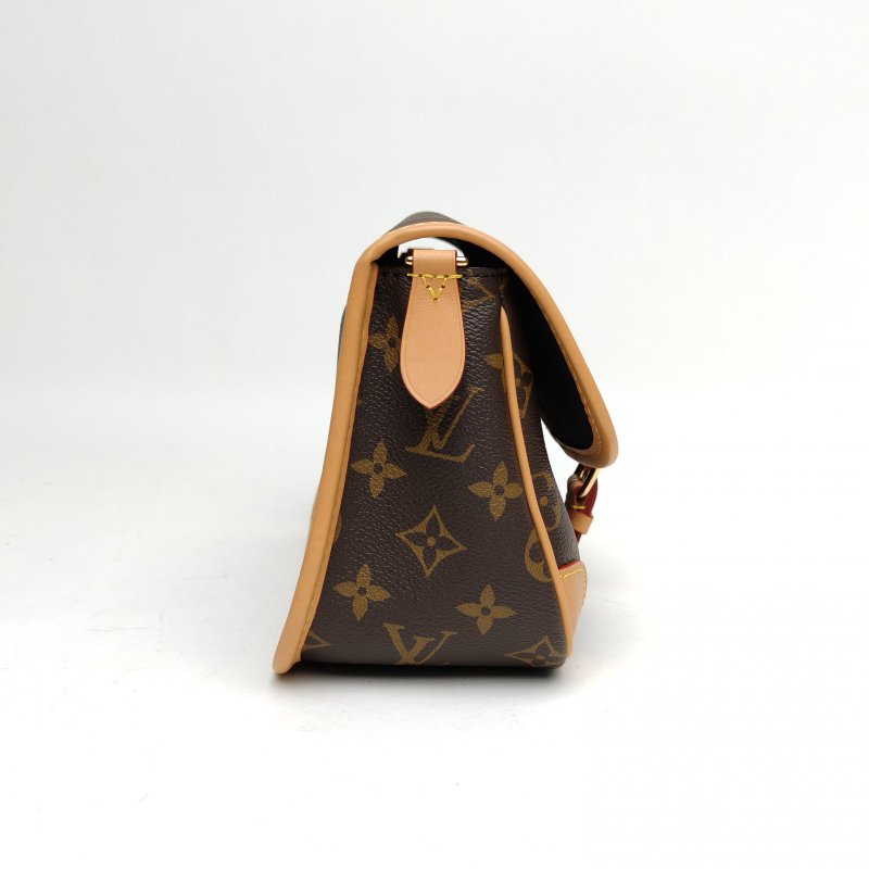 LOUIS VUITTON Diane法棍包黑紫寬肩帶老花PVC晶片肩背包-3