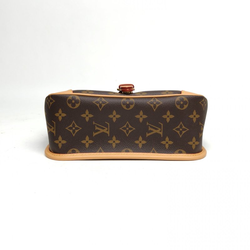 LOUIS VUITTON Diane法棍包黑紫寬肩帶老花PVC晶片肩背包-4