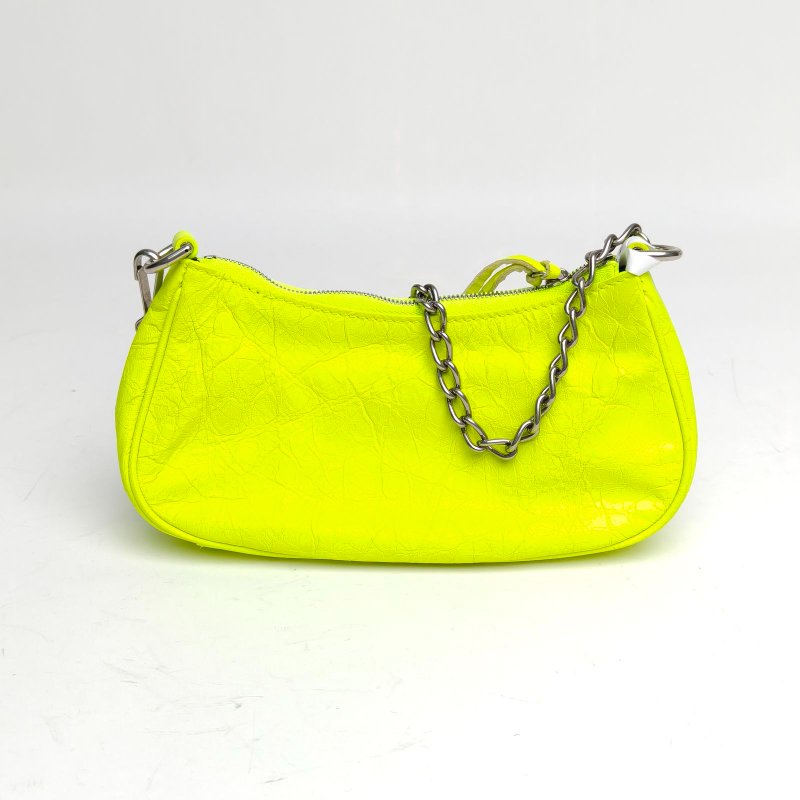 BALENCIAGA LeCagole機車月牙包Mini黃色羊皮肩背包-2