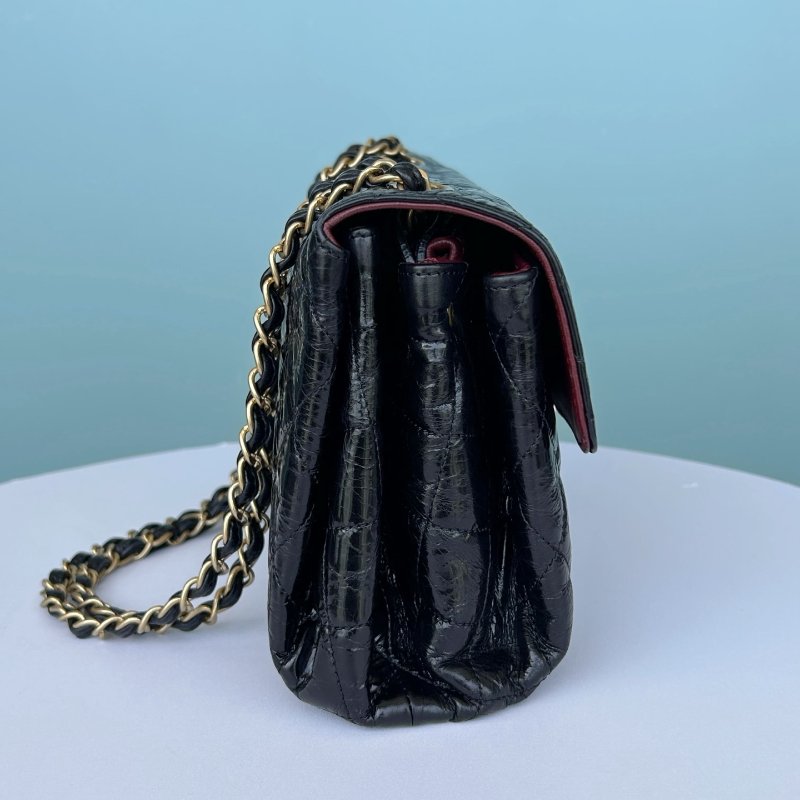 香奈兒/Chanel 黑金油臘牛皮CF翻蓋鏈條肩背包-2