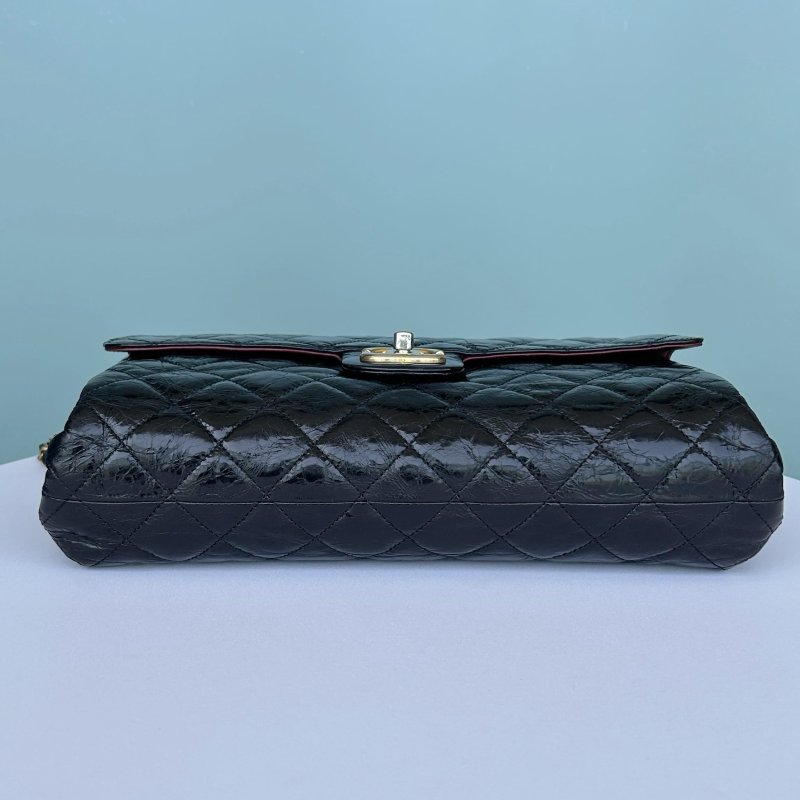 香奈兒/Chanel 黑金油臘牛皮CF翻蓋鏈條肩背包-7