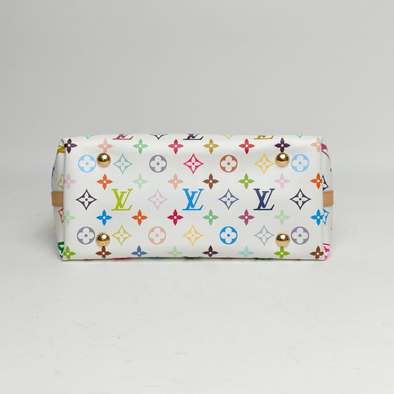 LOUIS VUITTON CARRYALL村上隆聯名小號白三彩PVC金扣晶片肩背包-4