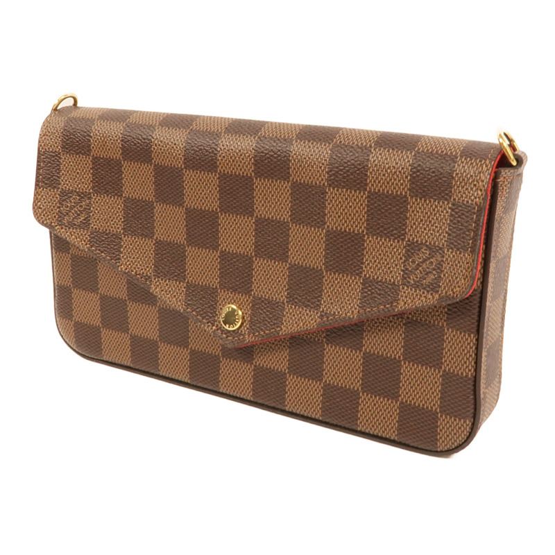 LOUIS VUITTON Damier Felice Pochette金扣鏈帶肩背袋-2