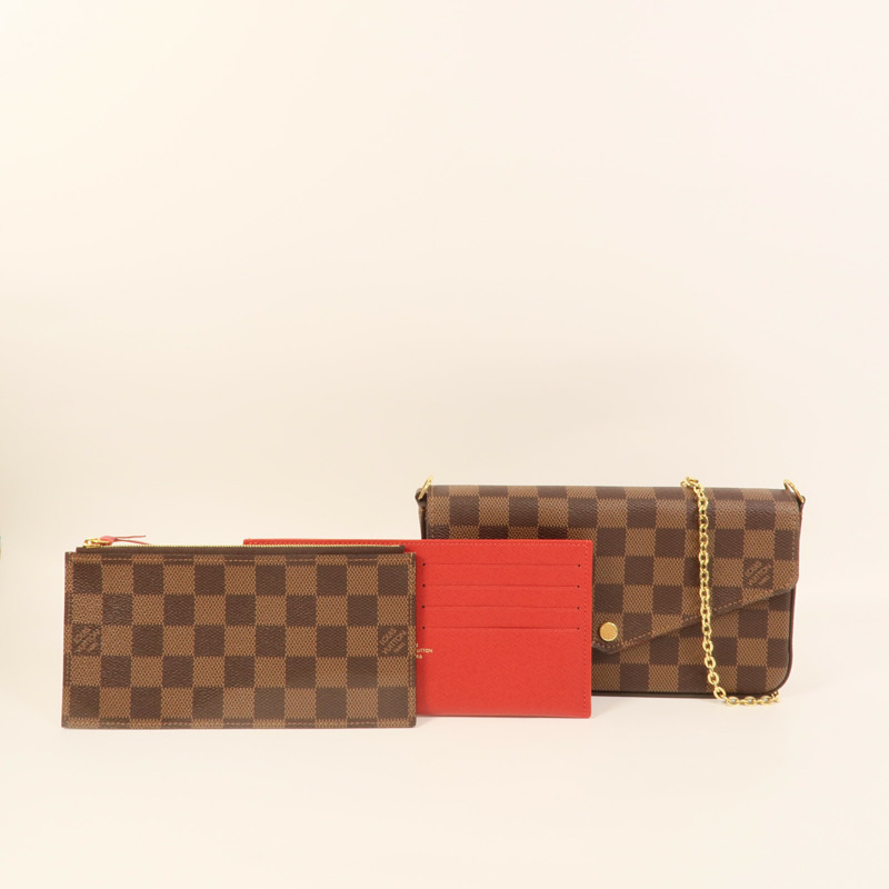 LOUIS VUITTON Damier Felice Pochette金扣鏈帶肩背袋-8