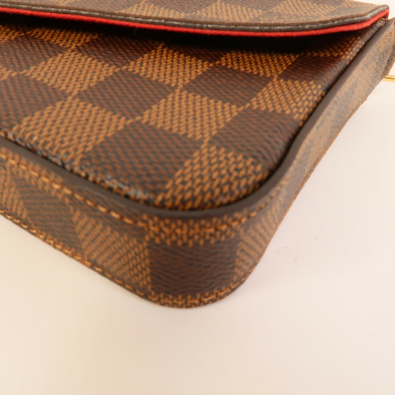 LOUIS VUITTON Damier Felice Pochette金扣鏈帶肩背袋-10