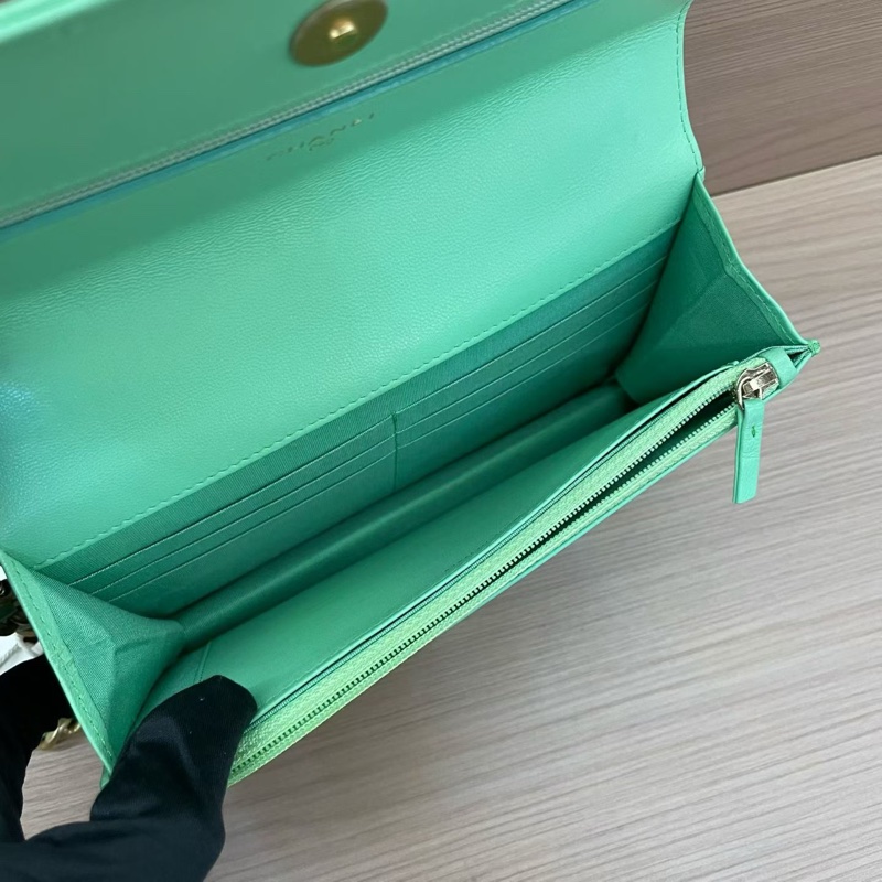 NO:D20 Chanel香奈兒 Leboy woc淺綠色羊皮 手提斜挎鏈條包 2020年 30開 有卡 無塵袋無盒子 尺寸底長19*高12*-7