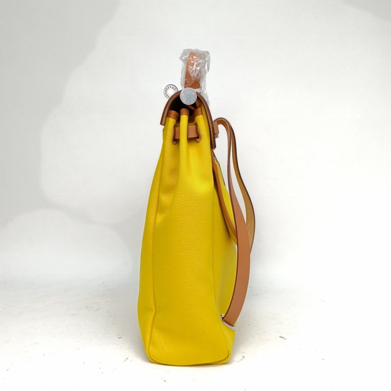 HERMES HERBAGadoszip雙肩包那不勒斯黃帆布Z刻銀扣肩背包-1