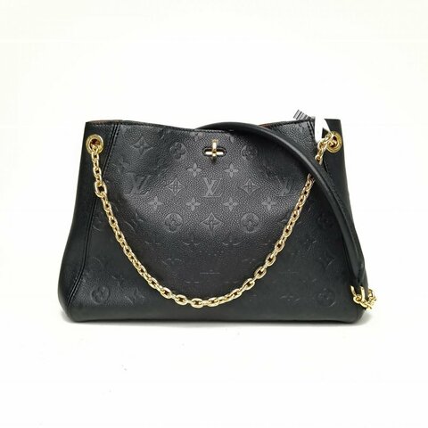 LOUIS VUITTON ANYTIME小號手袋黑色牛皮金扣晶片肩背包