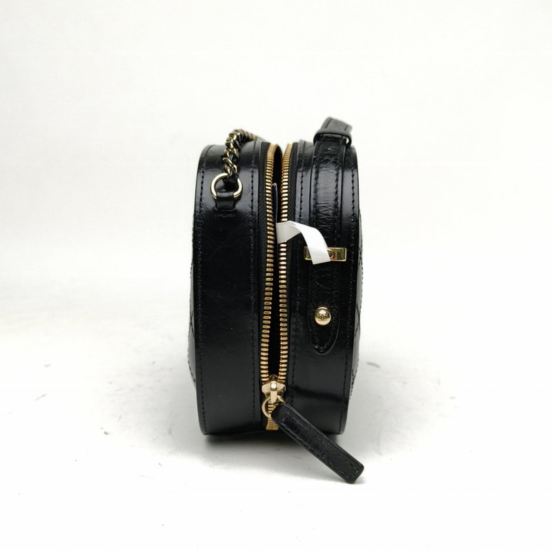 CHANEL 黑色牛皮27開金扣雞蛋包鏈條包化妝盒子肩背包-1