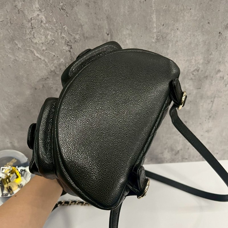 Chanel Duma小青蛙 中號 黑金荔枝牛 後背包 晶片款-4