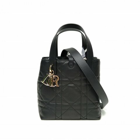 DIOR Toujours豎版小號16黑色牛皮金扣肩背包