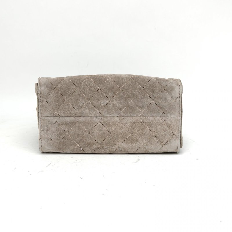 CHANEL 25BAG腋下包小號灰色麂皮晶片金扣肩背包-4