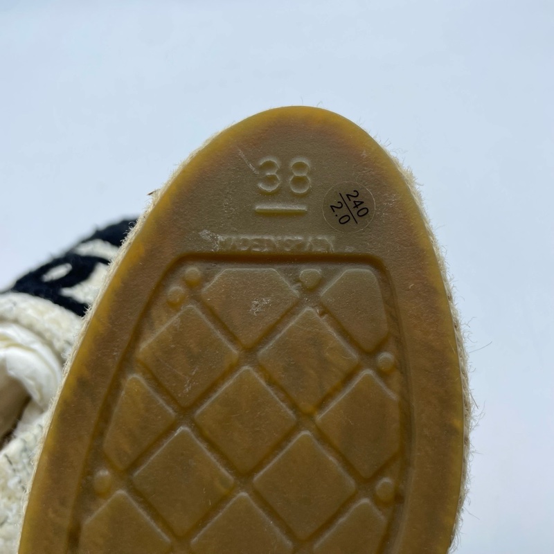 閒置未使用 Chanel 香奈兒 黑白粗花呢 漁夫鞋 38 碼 配塵袋-3