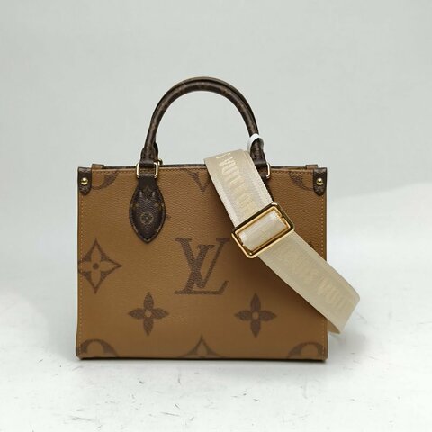 LOUIS VUITTON Onthego小號25二合一老花PVC金扣晶片肩背包