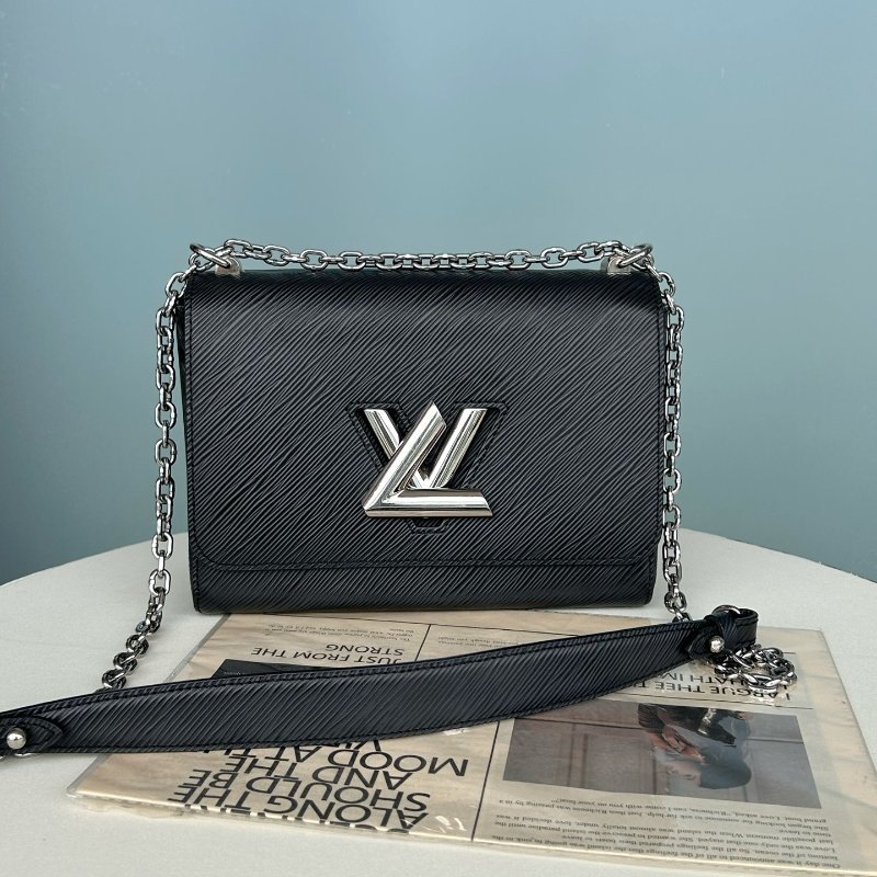 芯片款 路易威登/Louis Vuitton 中號黑色水波紋Twist 鏈條包-6