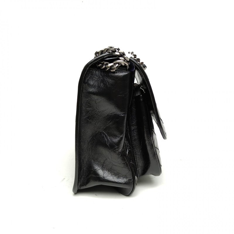 SAINT LAURENT Niki中號28D扣黑色牛皮銀扣肩背包-3