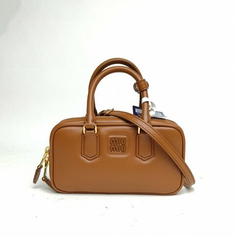 MIU MIU Arcadiemini19.5棕色牛皮肩背包