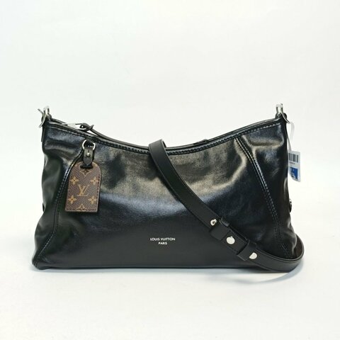 LOUIS VUITTON CARRYALLEastWest黑色羊皮銀扣晶片肩背包