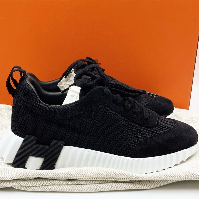 Hermes愛馬仕 bouncing黑白運動鞋 37碼  附件塵袋+盒-0