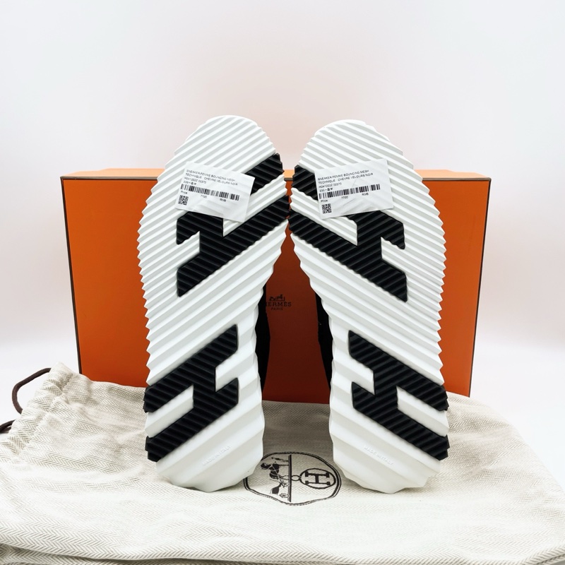 Hermes愛馬仕 bouncing黑白運動鞋 37碼  附件塵袋+盒-3