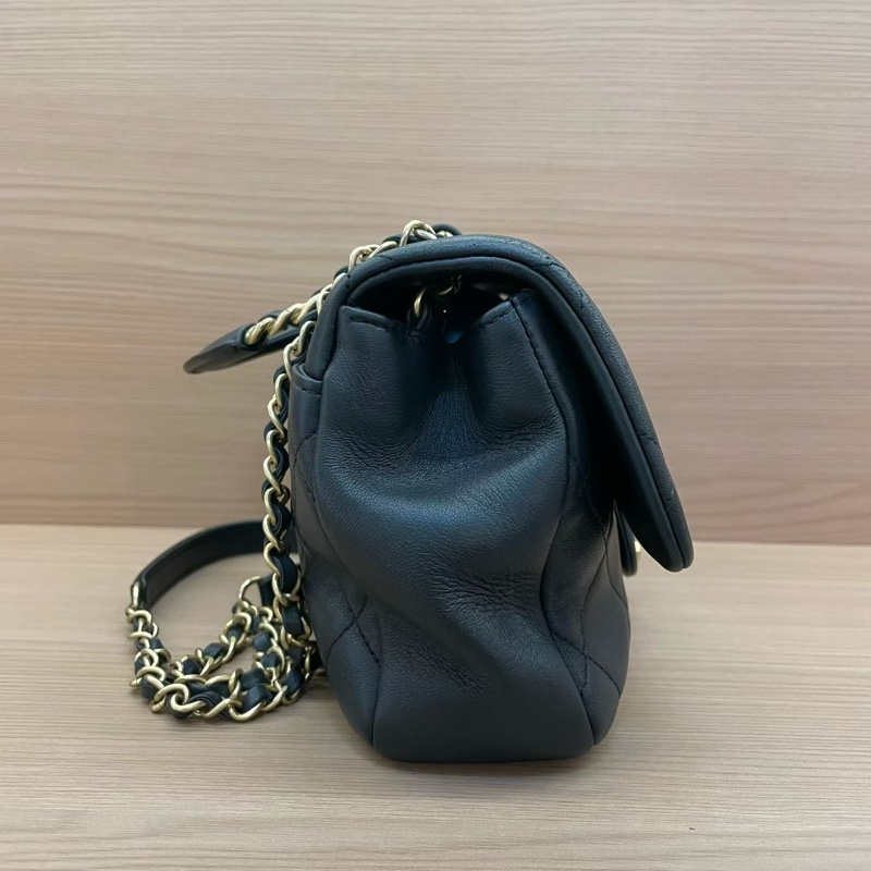 NO:C87 Chanel香奈兒  CF小号 黑金圆环手柄手提單肩斜挎鏈條包 黑色羊皮2020年 29開 尺寸24*13*5 無附件-2