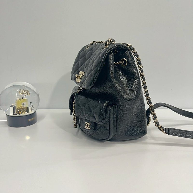 Chanel Duma小青蛙 中號 黑金荔枝牛 後背包 晶片款-2
