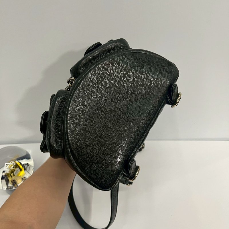 Chanel Duma小青蛙 中號 黑金荔枝牛 後背包 晶片款-4