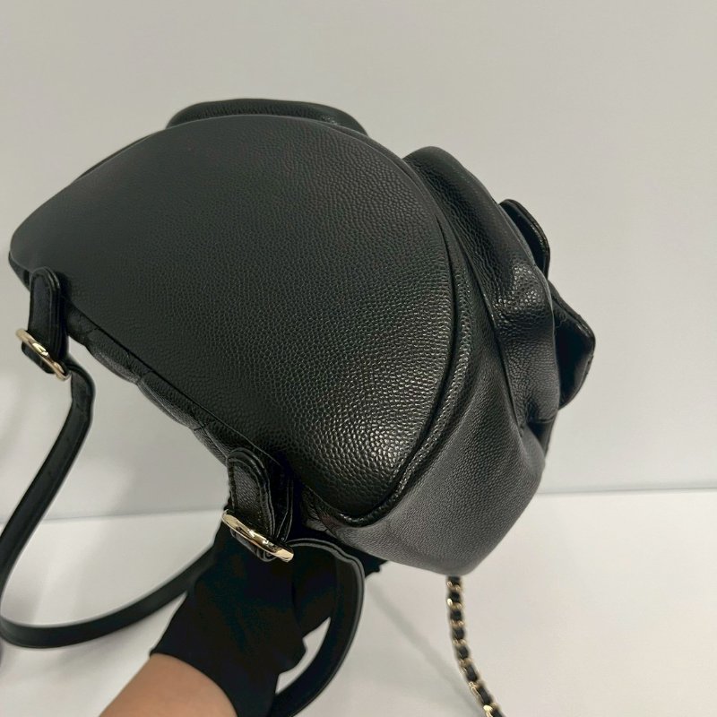 Chanel Duma小青蛙 中號 黑金荔枝牛 後背包 晶片款-6