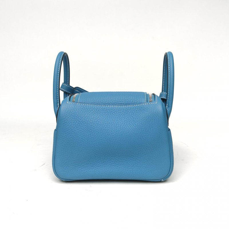 HERMES LindyMini牛仔藍TC皮B刻銀扣肩背包-2