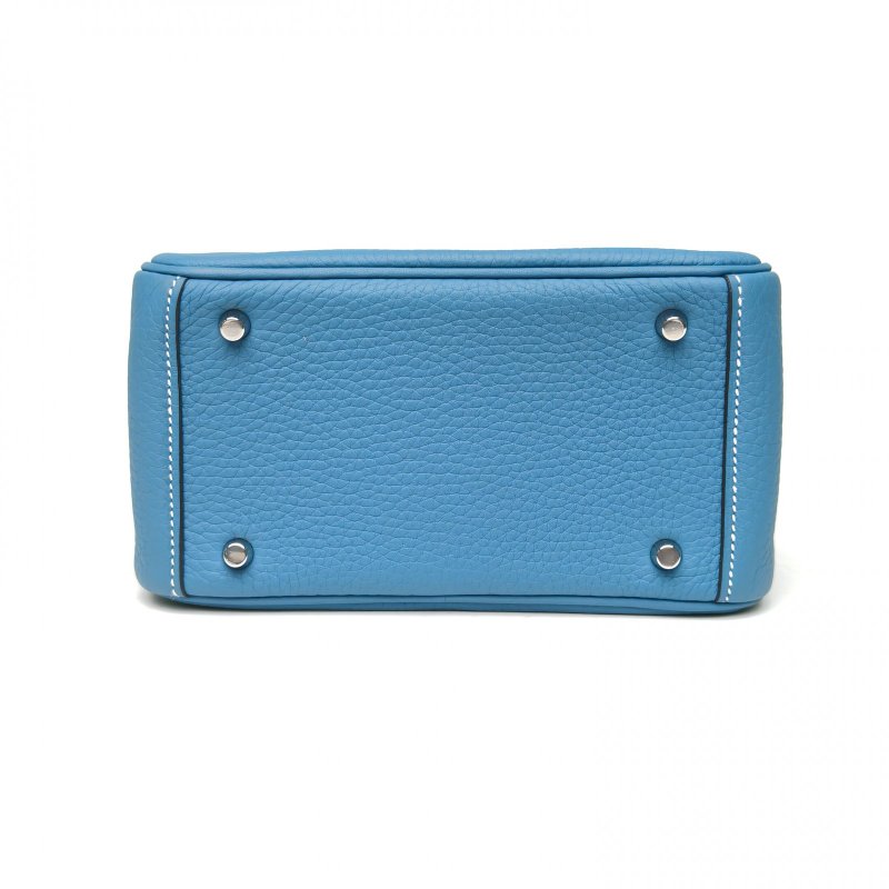 HERMES LindyMini牛仔藍TC皮B刻銀扣肩背包-4