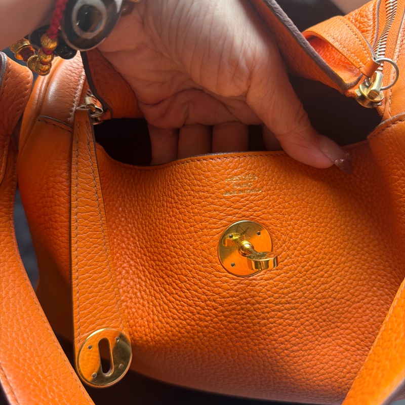 Hermes Lindy 30金扣經典愛馬仕橘 框O-4