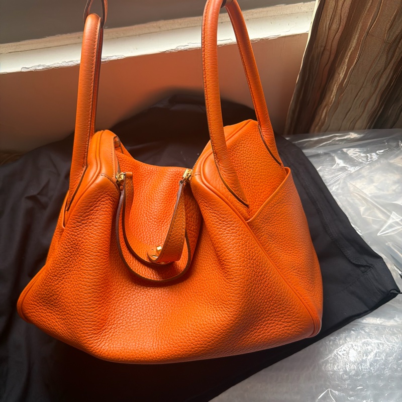 Hermes Lindy 30金扣經典愛馬仕橘 框O-5