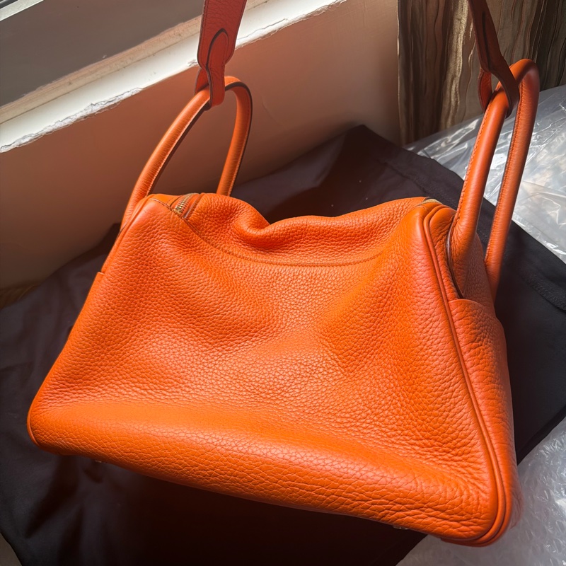 Hermes Lindy 30金扣經典愛馬仕橘 框O-6