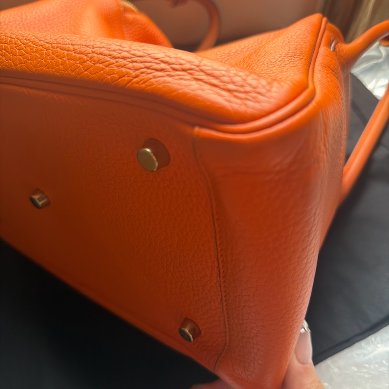 Hermes Lindy 30金扣經典愛馬仕橘 框O-7