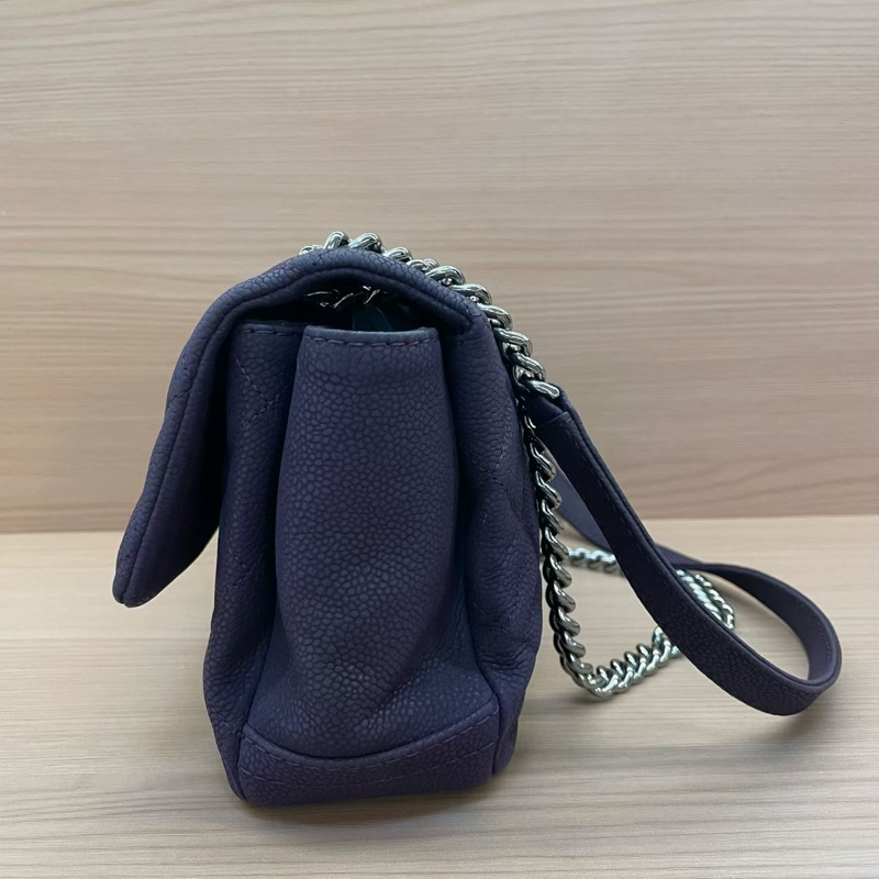 NO:C75 Chanel香奈兒 深紫色磨砂荔枝皮银扣單肩斜挎鏈條包 2014年 18開 尺寸28*7*16無附件-2