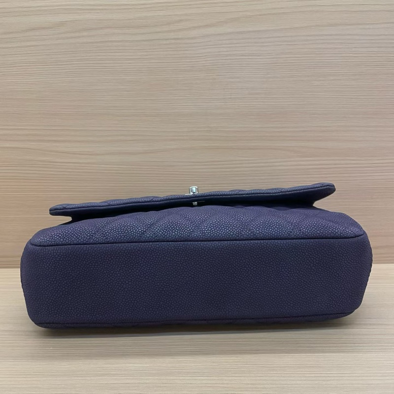 NO:C75 Chanel香奈兒 深紫色磨砂荔枝皮银扣單肩斜挎鏈條包 2014年 18開 尺寸28*7*16無附件-5