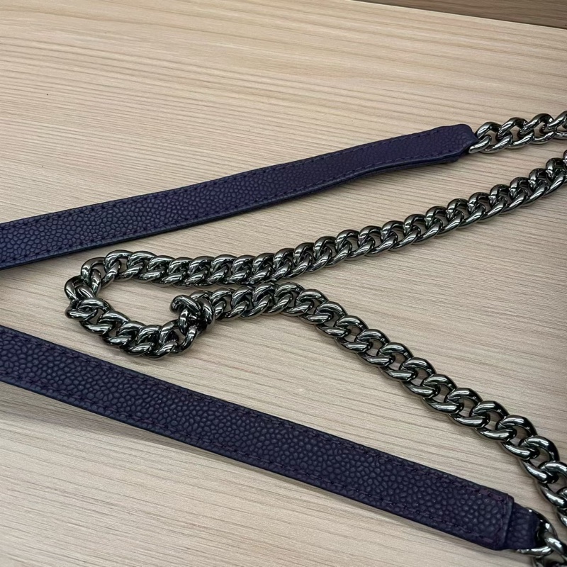 NO:C75 Chanel香奈兒 深紫色磨砂荔枝皮银扣單肩斜挎鏈條包 2014年 18開 尺寸28*7*16無附件-8