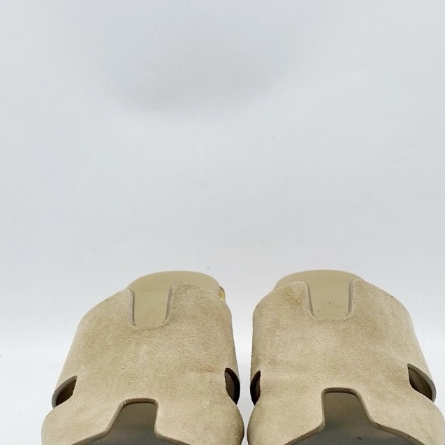 Hermes愛馬仕 涼鞋松糕鞋 經典H型米色拖鞋 36碼 底厚6.5cm🈚附件-4