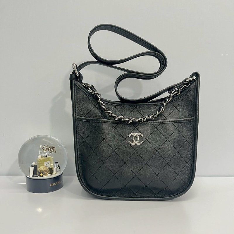Chanel hobo黑銀牛-0