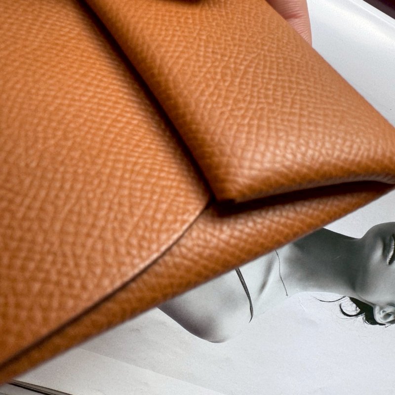 💫全新閒置💫Hermes 金棕色calvi 卡包-4