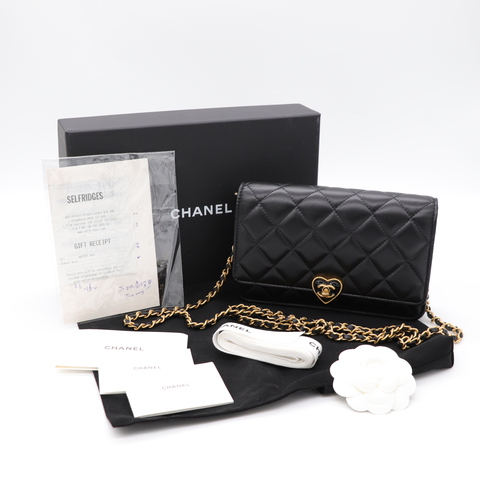 Chanel香奈兒 愛心琺瑯 小羊皮 woc 斜背包