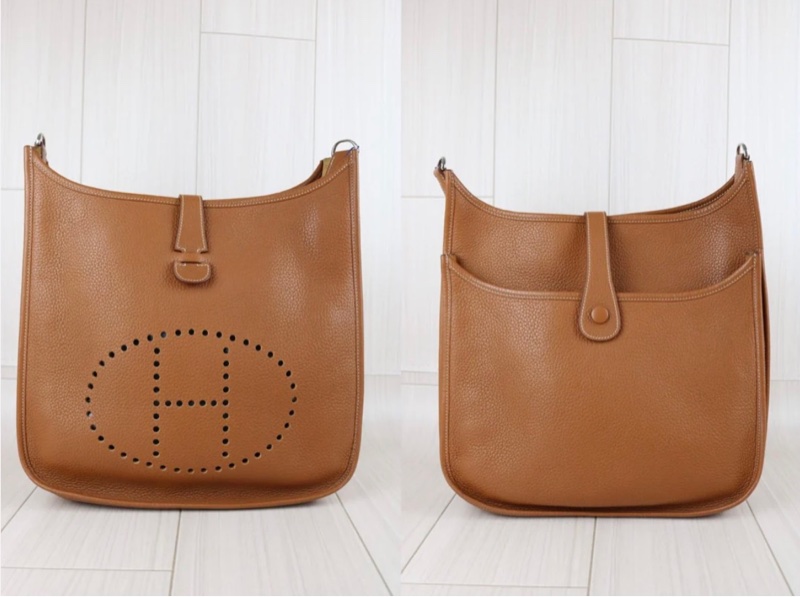 「JL精品代購」9新 Hermes 愛馬仕 evelyne 33棕銀-2