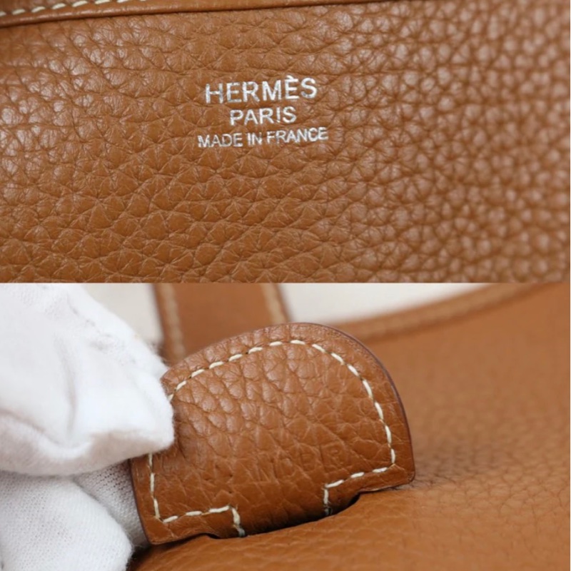 「JL精品代購」9新 Hermes 愛馬仕 evelyne 33棕銀-8