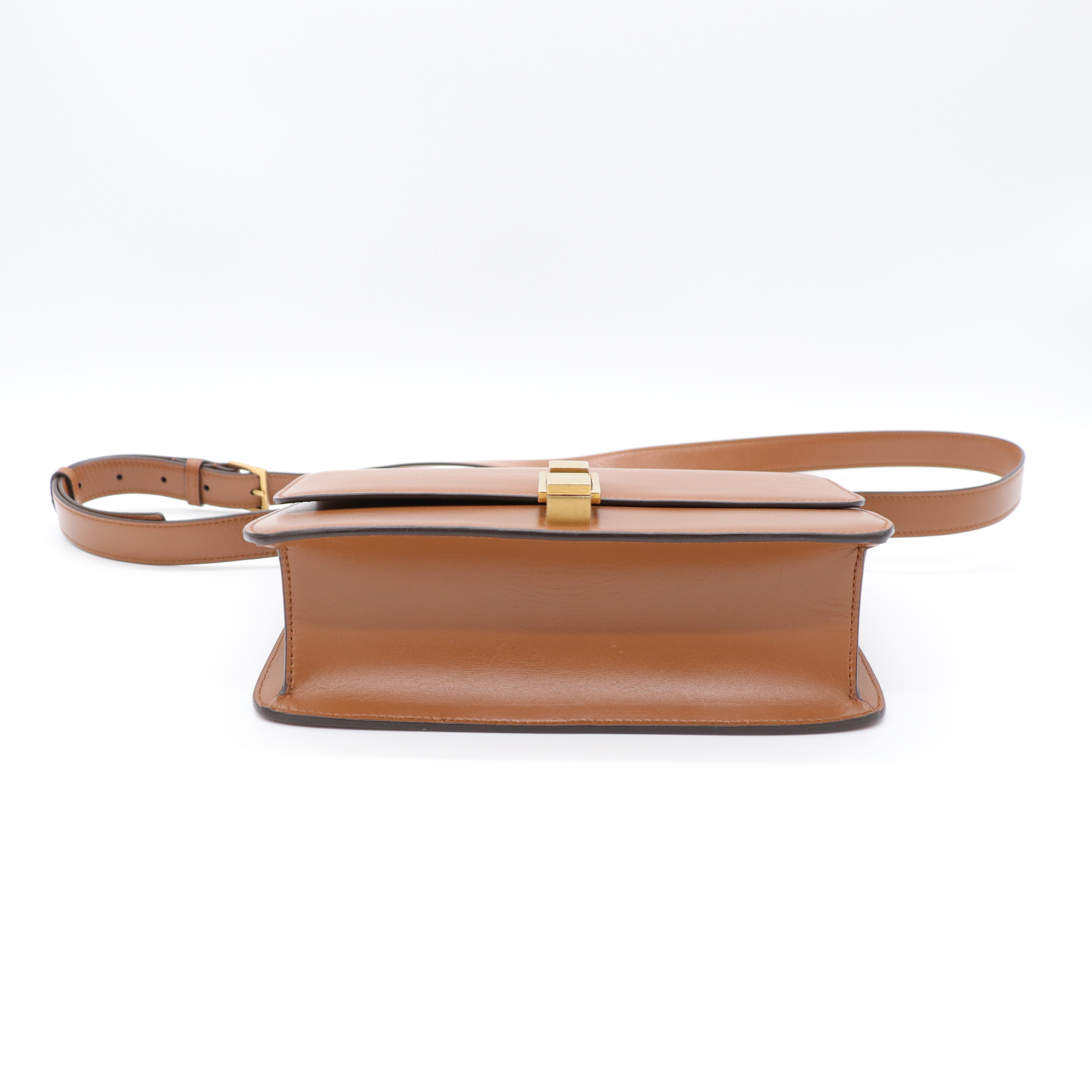 Saint Laurent 聖羅蘭 Carre 牛皮 金釦 焦糖色 肩背袋-4