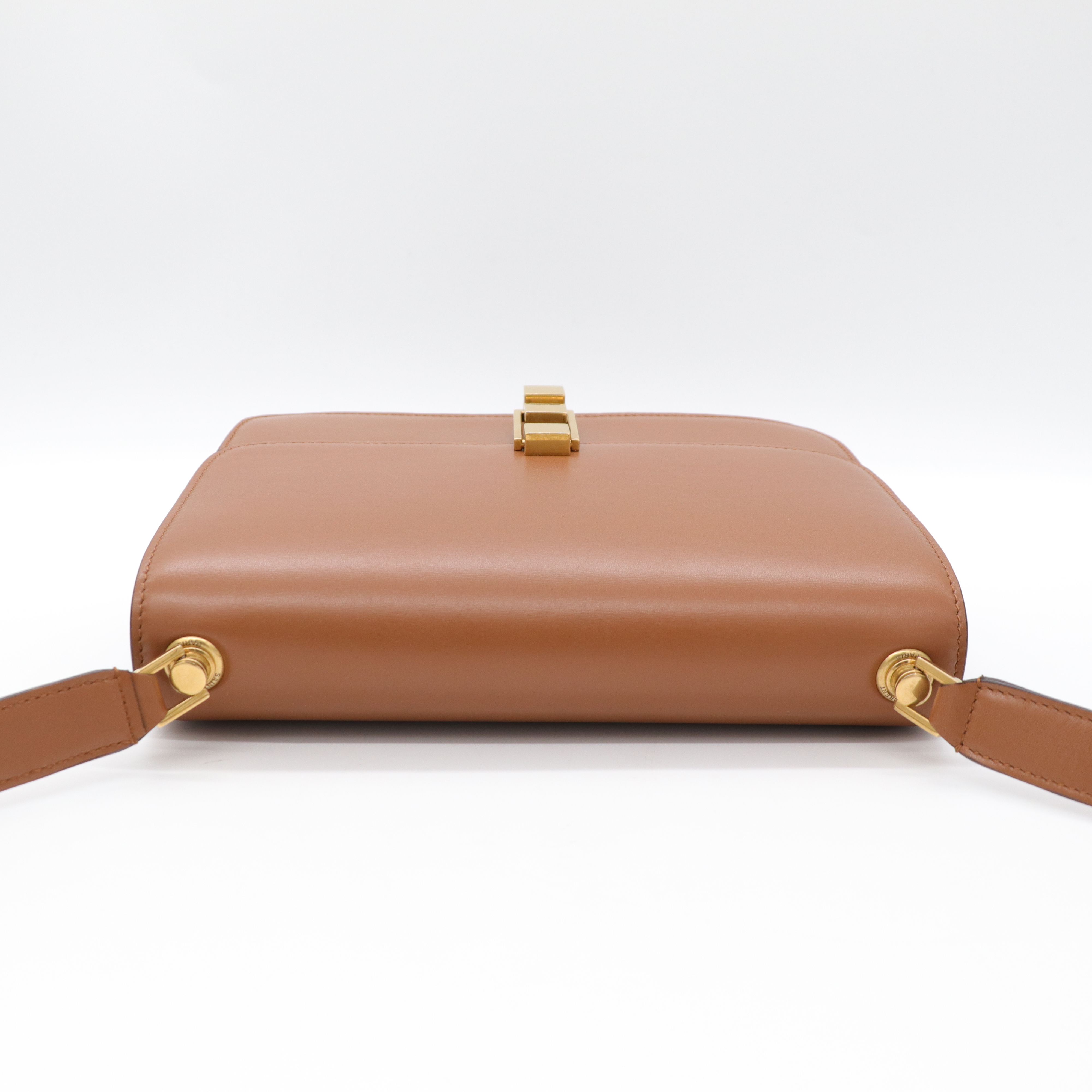 Saint Laurent 聖羅蘭 Carre 牛皮 金釦 焦糖色 肩背袋-5