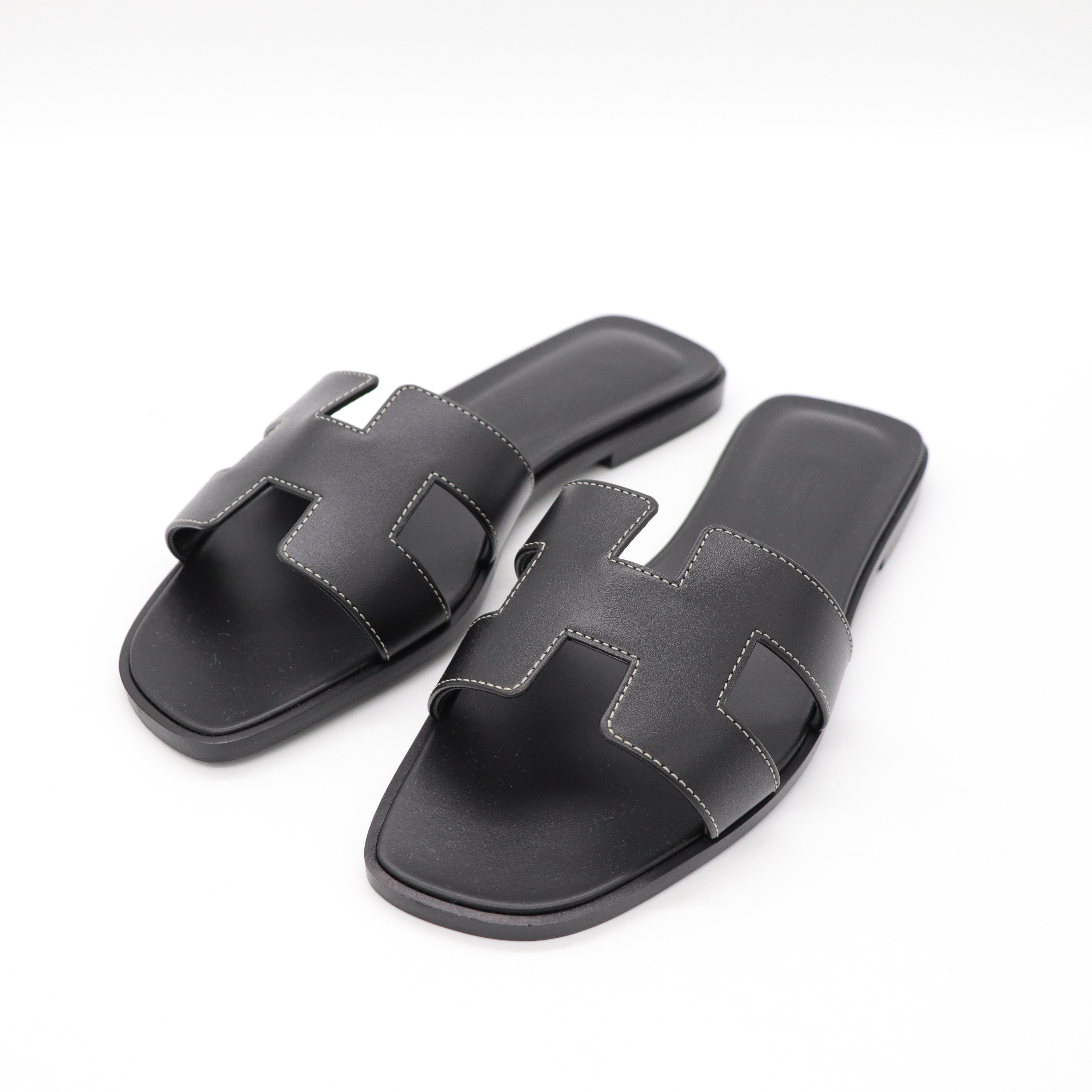 Hermès 愛馬仕 H涼鞋 拖鞋 黑色 牛皮 38-1