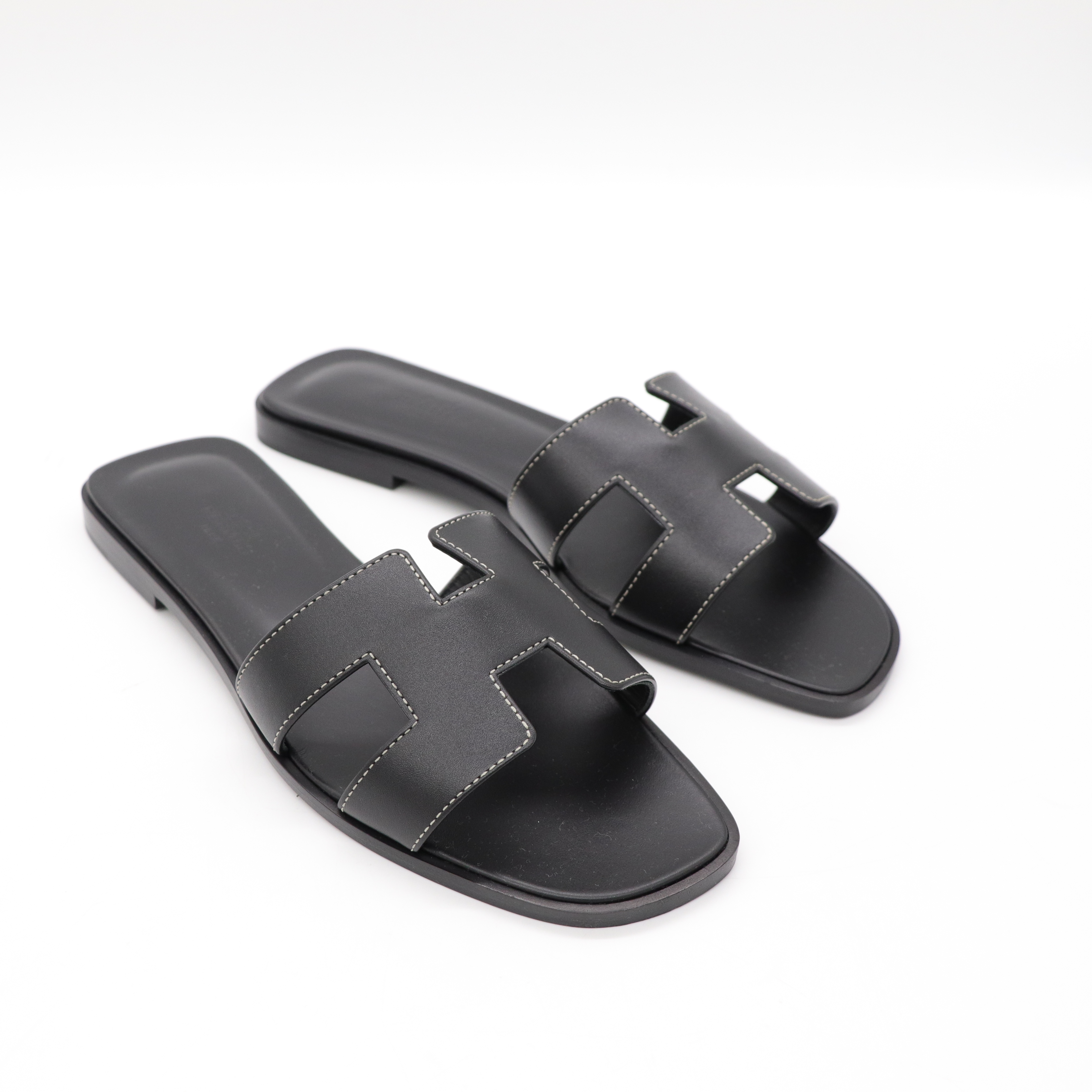 Hermès 愛馬仕 H涼鞋 拖鞋 黑色 牛皮 38-2