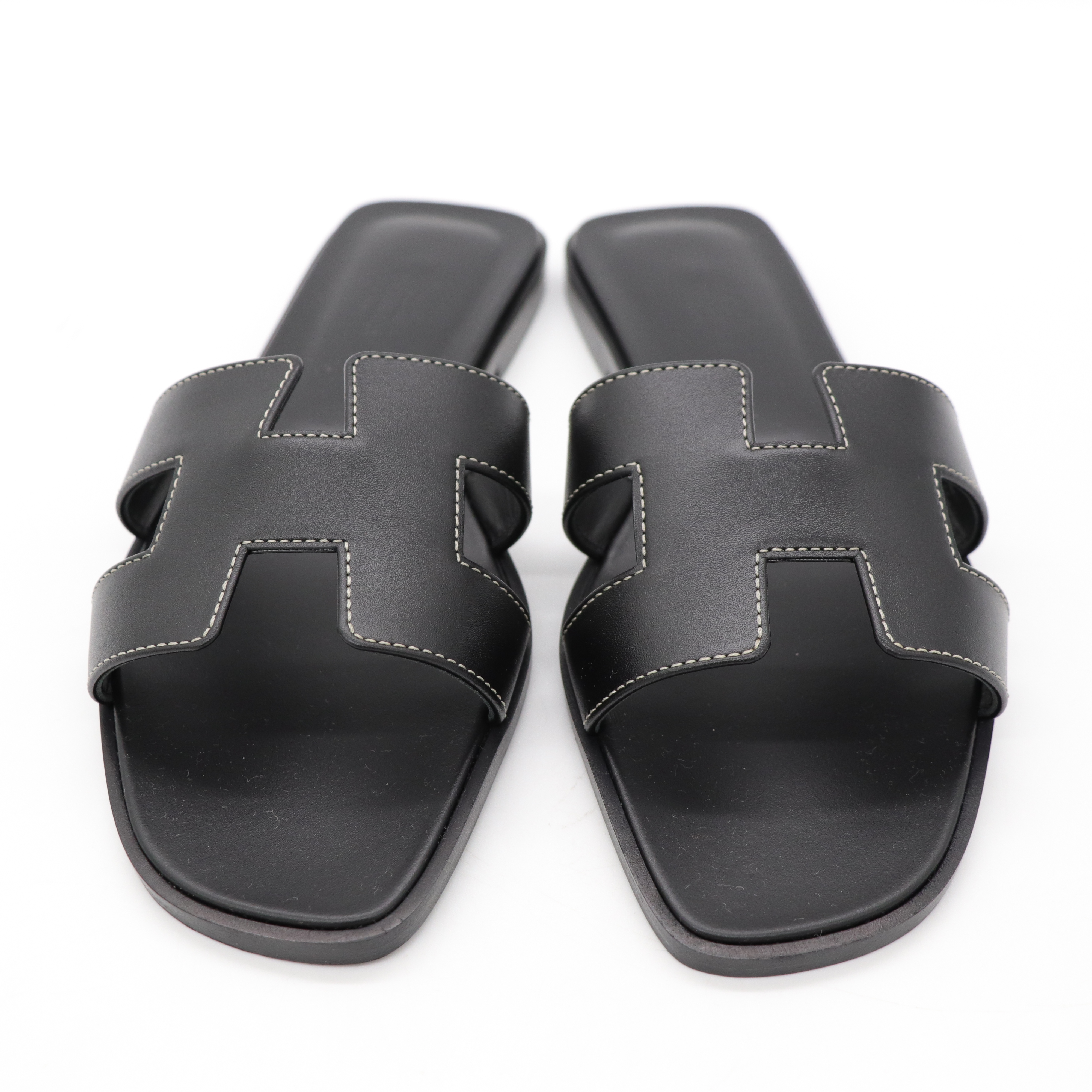 Hermès 愛馬仕 H涼鞋 拖鞋 黑色 牛皮 38-6